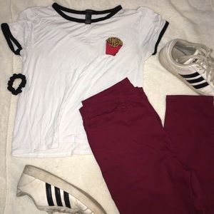 forever 21 french fry embroidered tee🍟🍟